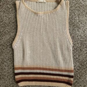 Altar’d State Striped Beige and Brown Women's Sweater Vest